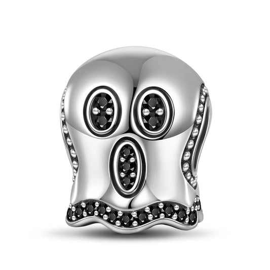 gona- Sterling Silver The Screaming Ghost Charms With Enamel In Blackened 925 Sterling Silver