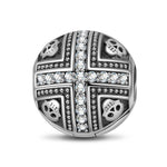 Sterling Silver Skull And Crossbones Clips With Enamel In Blackened 925 Sterling Silver