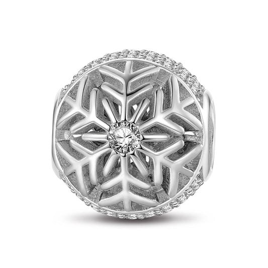 gona- Sterling Silver Blooming Snowflakes Charms In White Gold Plated