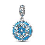 Sterling Silver Blue Ice And Snow Magic Dangle Charms With Enamel In White Gold Plated