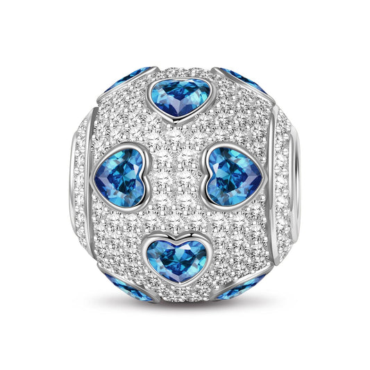 gona- Sterling Silver Blue Ice Heart Magic Charms In White Gold Plated