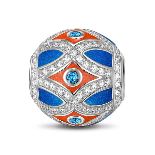 gona- Sterling Silver Blue Waltz Charms With Enamel In White Gold Plated
