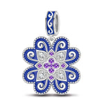Sterling Silver Blue Crush Dangle Charms With Enamel In White Gold Plated