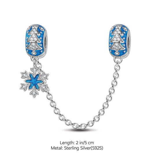 gona- Sterling Silver Blue Frozen Safety Chain With Enamel In White Gold Plated