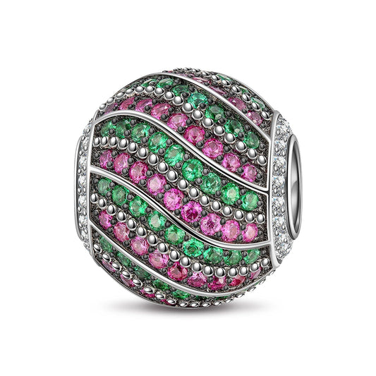gona- Sterling Silver Red and Green Infinite Joy Charms In White Gold Plated