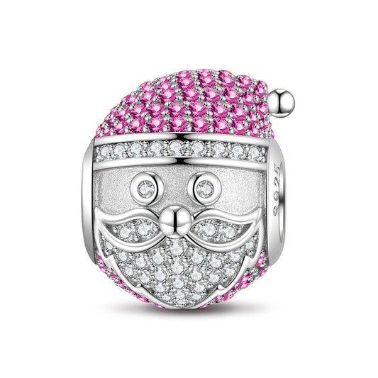 gona- Sterling Silver Red Santa Clause Charms In White Gold Plated