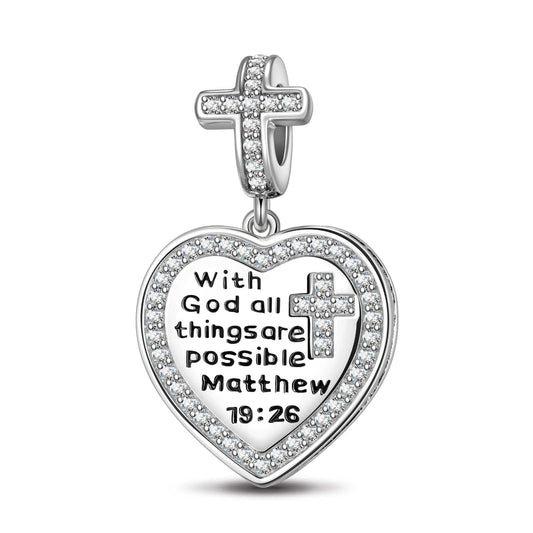 gona- Sterling Silver God's Welfare Dangle Charms With Enamel In White Gold Plated