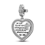 Sterling Silver God's Welfare Dangle Charms With Enamel In White Gold Plated