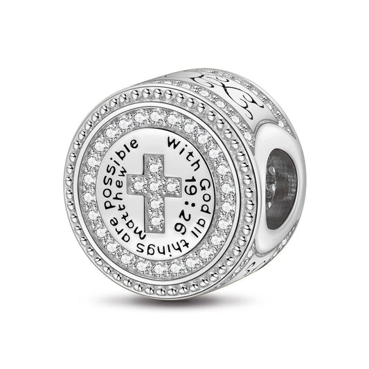 gona- Sterling Silver God's Welfare Charms With Enamel In White Gold Plated