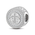 Sterling Silver God's Welfare Charms With Enamel In White Gold Plated