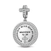 Sterling Silver Light Of God Dangle Charms With Enamel In White Gold Plated