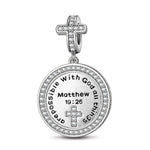 Sterling Silver Light Of God Dangle Charms With Enamel In White Gold Plated