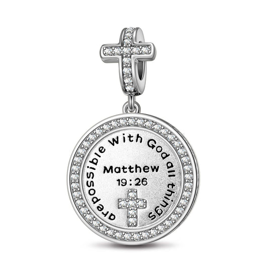 gona- Sterling Silver Light Of God Dangle Charms With Enamel In White Gold Plated