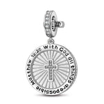 Sterling Silver Light Of God Dangle Charms With Enamel In White Gold Plated