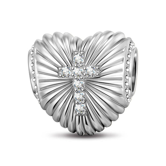 gona- Sterling Silver Light Of God Charms With Enamel In White Gold Plated