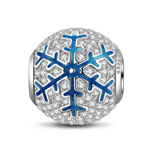 gona- Sterling Silver Ice Flake Charms With Enamel In White Gold Plated