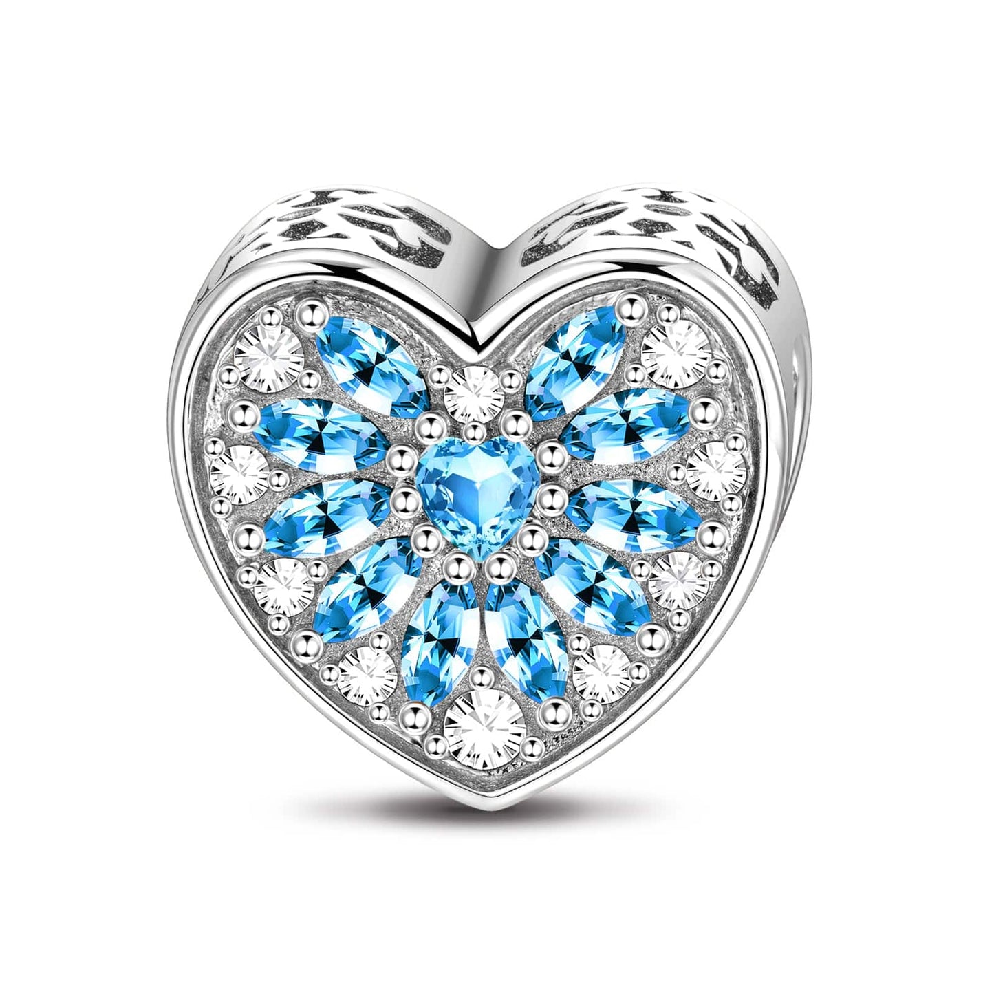 Sterling Silver Rose Of Snow Charms In White Gold Plated