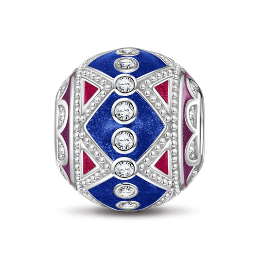 gona- Sterling Silver Blue Mystical Powers Charms With Enamel In White Gold Plated