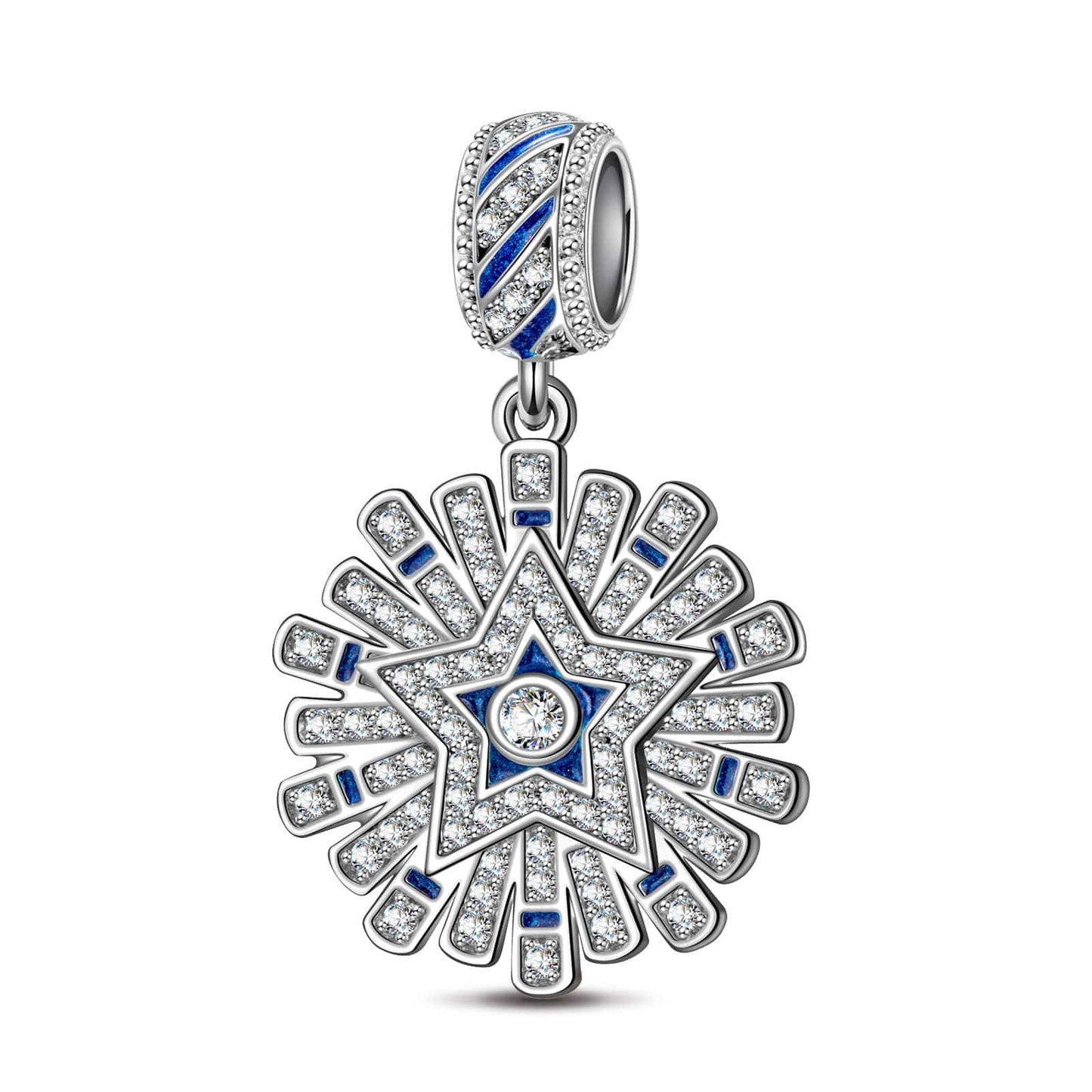 Sterling Silver Queen Of Glitter Dangle Charms With Enamel In White Gold Plated