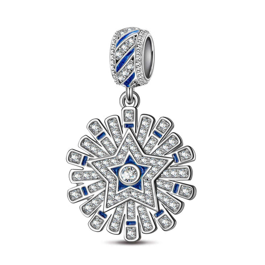 gona- Sterling Silver Queen Of Glitter Dangle Charms With Enamel In White Gold Plated