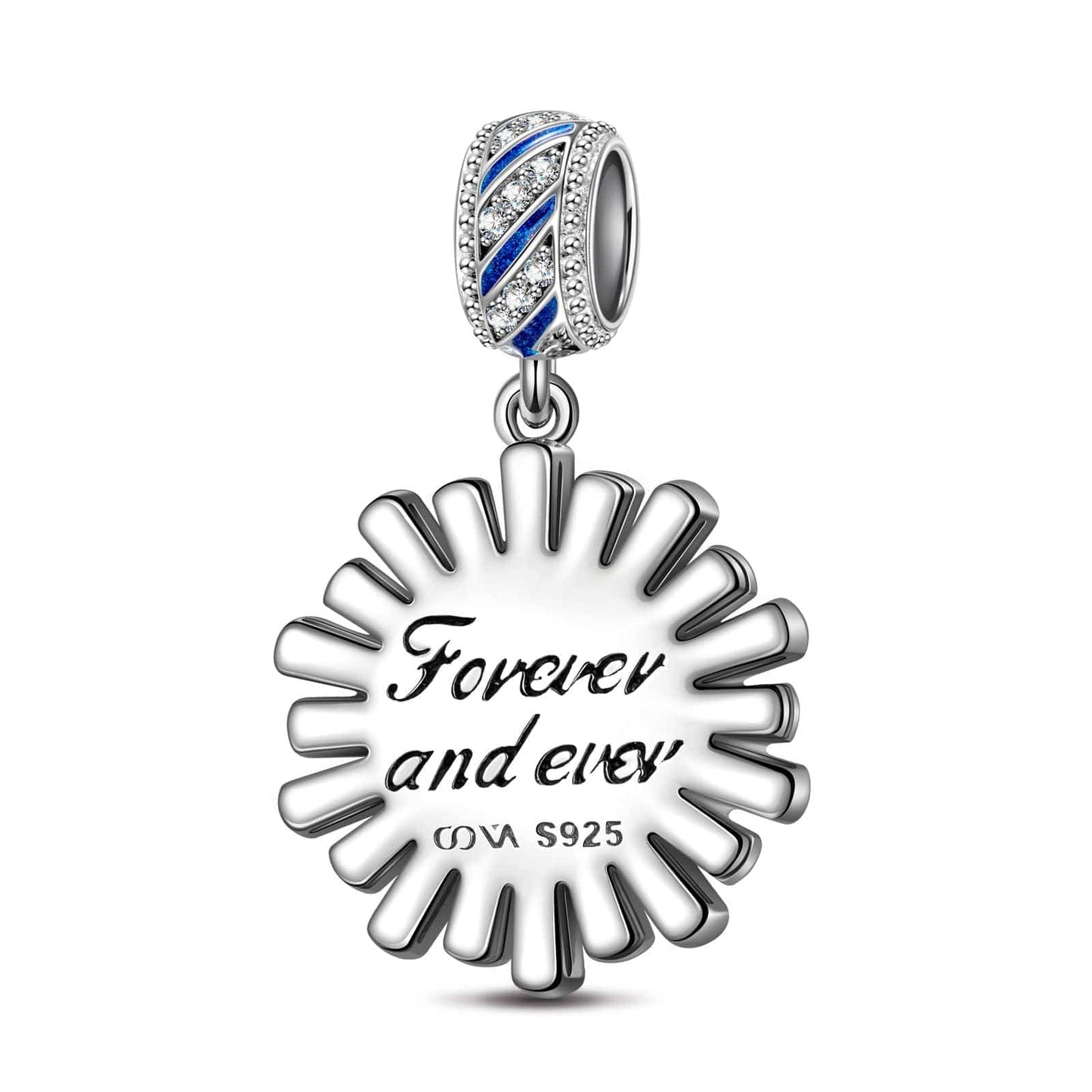 Sterling Silver Queen Of Glitter Dangle Charms With Enamel In White Gold Plated