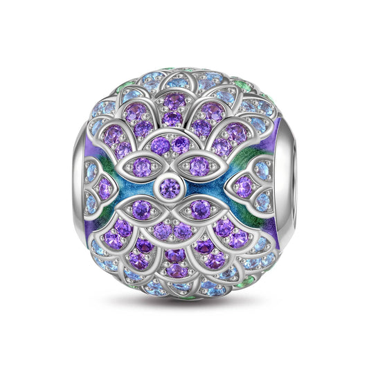 gona- Sterling Silver Peacock Display Charms With Enamel In White Gold Plated