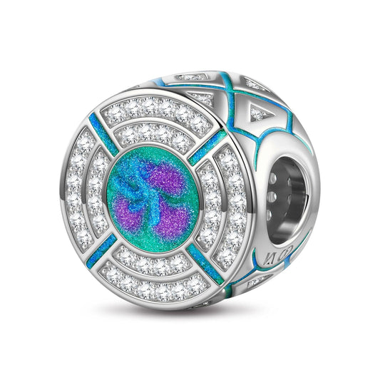 gona- Sterling Silver Blues Time Charms With Enamel In White Gold Plated