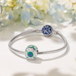 Sterling Silver Blues Time Charms With Enamel In White Gold Plated