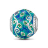 Sterling Silver Island Forest Charms With Enamel In White Gold Plated