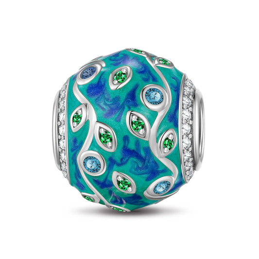 gona- Sterling Silver Island Forest Charms With Enamel In White Gold Plated