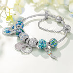 Sterling Silver Island Forest Charms With Enamel In White Gold Plated