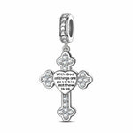 Sterling Silver God's Welfare Dangle Charms With Enamel In White Gold Plated
