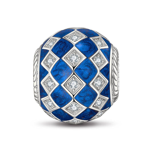 gona- Sterling Silver Blue Magic City Charms With Enamel In White Gold Plated