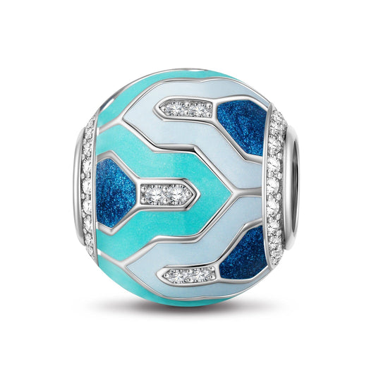 gona- Sterling Silver Flowing Blue Charms With Enamel In White Gold Plated