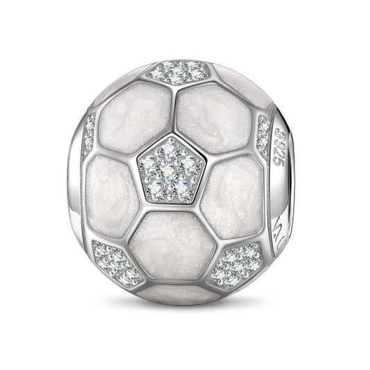 gona- Sterling Silver Shining Football Charms In White Gold Plated