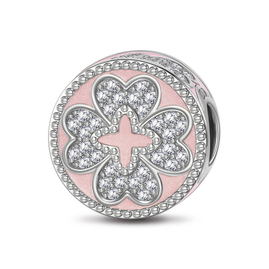 gona- Sterling Silver Lucky Light Fantasy Charms With Enamel In White Gold Plated