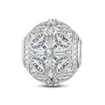 Sterling Silver Crystal Clover Charms In White Gold Plated