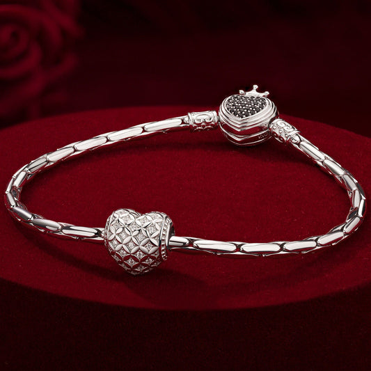 gona- Sterling Silver Beloved Companion Charms Bracelet Set In White Gold Plated (Includes bracelet and all charms shown)