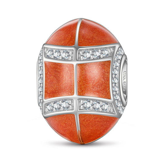 gona- Sterling Silver American Football Charms With Enamel In White Gold Plated