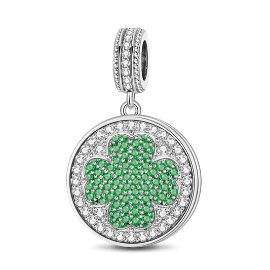 gona- Sterling Silver Green Shadow-like Dangle Charms In White Gold Plated
