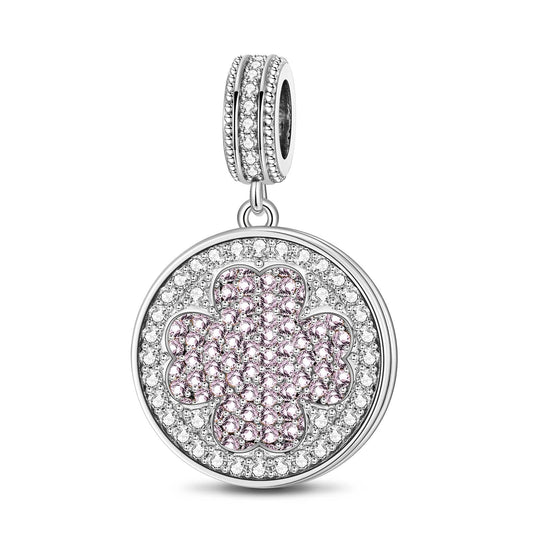 gona- Sterling Silver Pink Shadow-like Dangle Charms In White Gold Plated