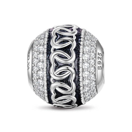 gona- Sterling Silver Together In Love Charms With Enamel In White Gold Plated