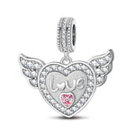 Sterling Silver Angel's Love Dangle Charms In White Gold Plated
