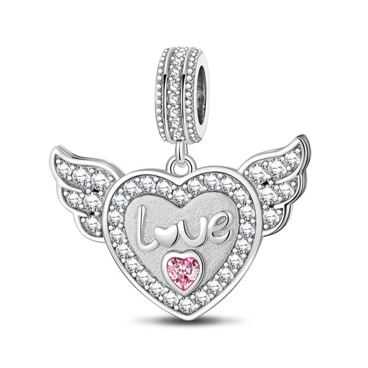 gona- Sterling Silver Angel's Love Dangle Charms In White Gold Plated