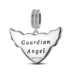 Sterling Silver Angel's Love Dangle Charms In White Gold Plated