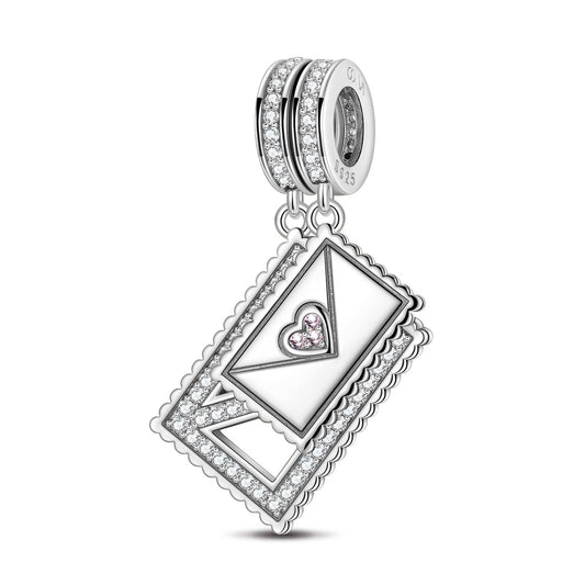 gona- Sterling Silver Love Letter Dangle Charms In White Gold Plated