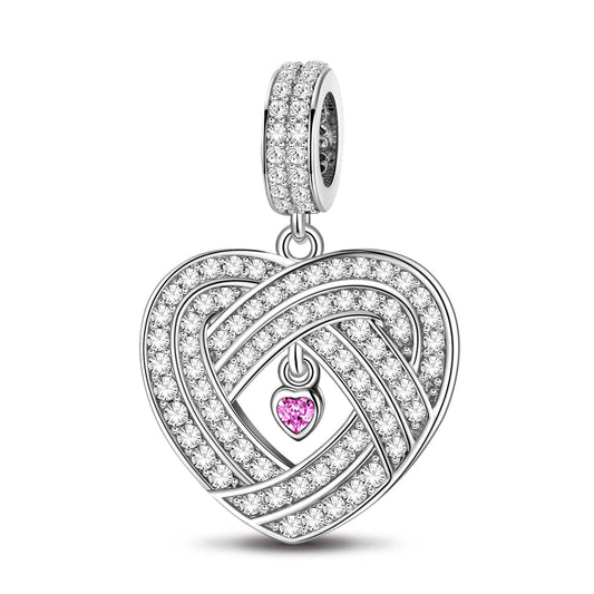 gona- Sterling Silver Embracing Love Dangle Charms In White Gold Plated