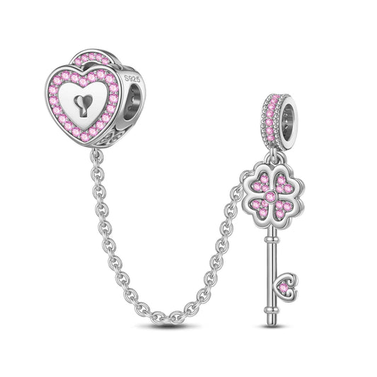 gona- Sterling Silver The Key To My Heart Dangle Charms In White Gold Plated
