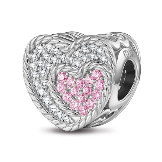 gona- Sterling Silver Inside My Heart Charms In White Gold Plated