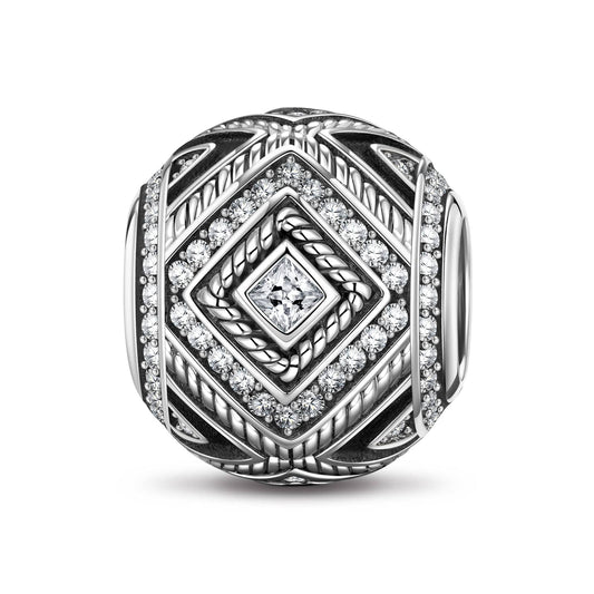 gona- Sterling Silver XL Size Storing Power Charms With Enamel In White Gold Plated For Men